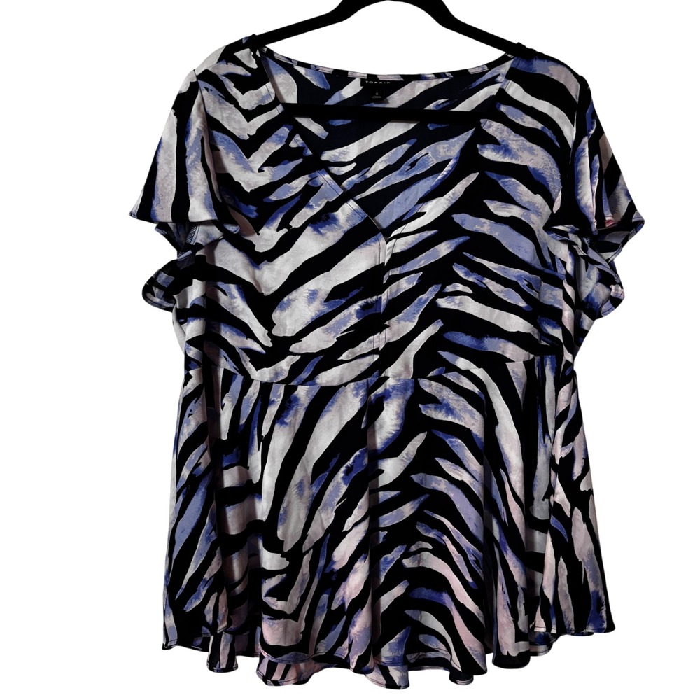 Torrid Women's Sz 0 Large Zebra Print Babydoll Top Short Sleeve Plus Size